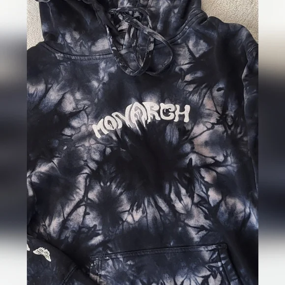 Monarch Sweatshirt Hoodie Mens Size Medium Dark Blue Tie Dye - Picture 4 of 9